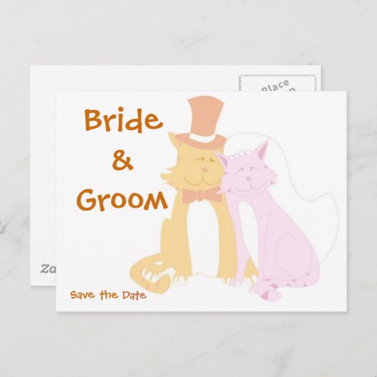 KRW Save the Date Cats Aangepaste bruiloft Kaart (Voorkant / Achterkant)