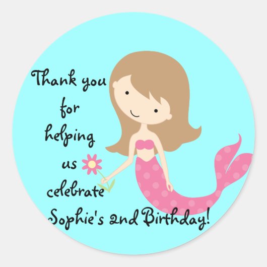 KRW Schattige Roze Zeemeermin Custom Sticker (Voorkant)