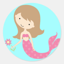 KRW Schattige Roze Zeemeermin Ronde Sticker