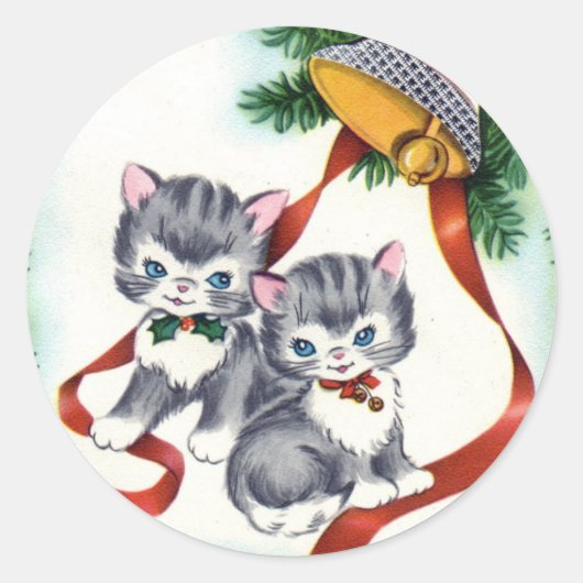 KRW  SCHATTIGEE KITTENS KERST STICKERS (Voorkant)