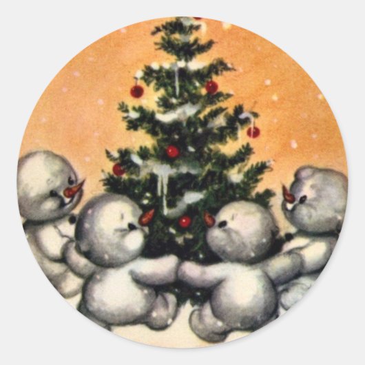 KRW  Sneeuwman Familie Kerst sticker (Voorkant)