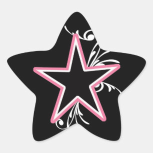 KRW Star en Swirls Pink en Black Sticker