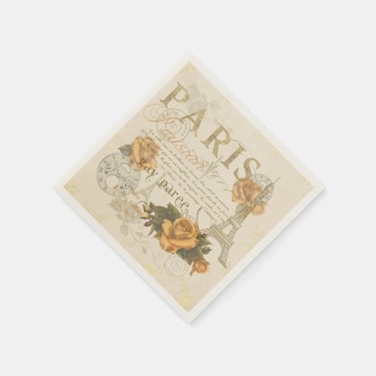KRW  stijl Parijse Rozen en Eiffeltoren Servet (Hoek)