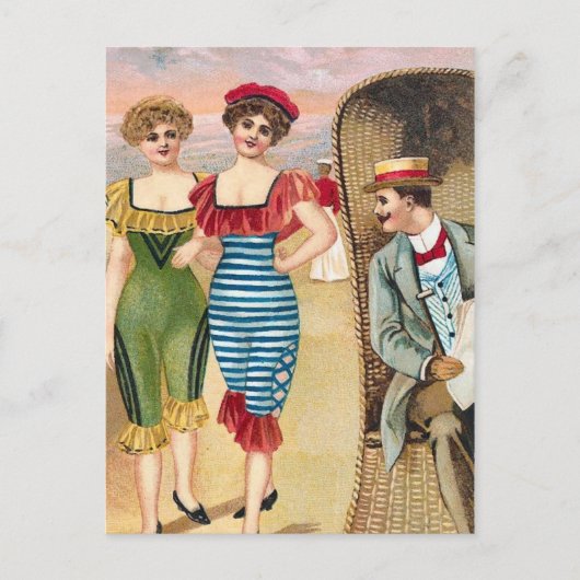 KRW Vintage Beach Illustration Postcard Briefkaart (Voorkant)