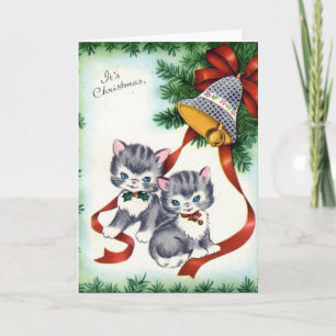 KRW Vintage Cute Kittens Carte de Noël