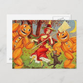 KRW Vintage Halloween Witch Dance Briefkaart (Voorkant / Achterkant)