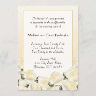 KRW White Rose Custom Vow Renewal Invitation Kaart