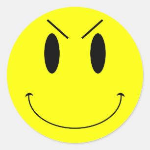 KRW Yellow Evil Face Ronde Sticker