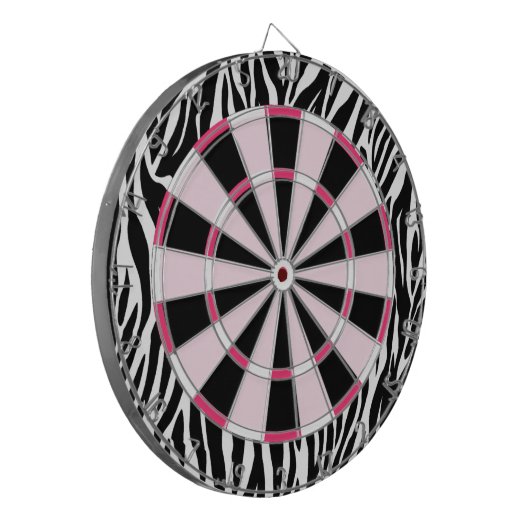 KRW Zebra zwart en roze meisjesdartboard Dartbord (Voorkant Links)
