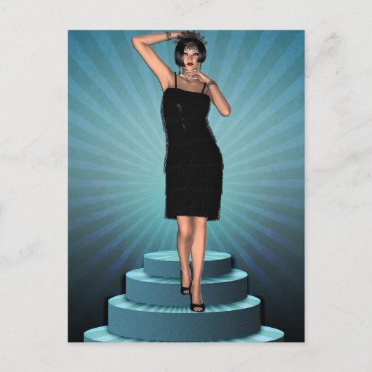 KRW zet de Ritz Deco Flapper aan Briefkaart (Voorkant)