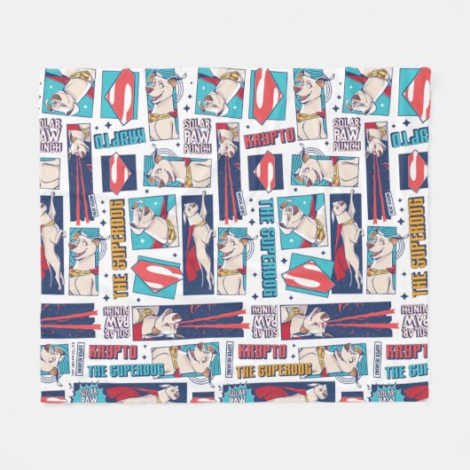 Krypto Comic Panel Pattern Fleece Deken (Voorkant (Horizontaal))