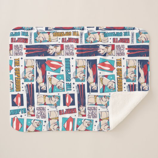 Krypto Comic Panel Pattern Sherpa Deken (Voorkant (horizontaal))