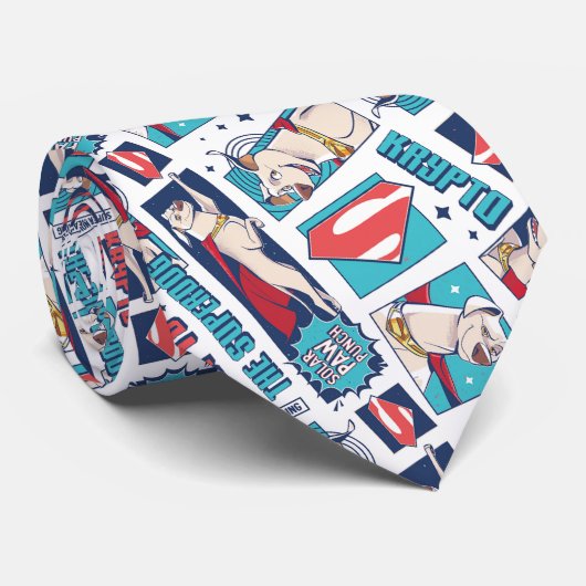 Krypto Comic Panel Pattern Stropdas (Opgerold)