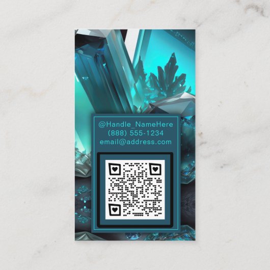 Kryptonite Cavern Abstract Crystal Aquamarine Ice Visitekaartje (Achterkant)