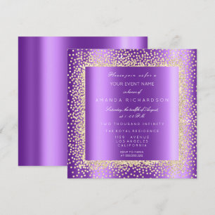 Krystal Champaigne Gold Glitter Confetti Paars Kaart