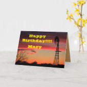 KS Firey Windmill Sunset Birthday Wenskaart Kaart (Gele Bloem)