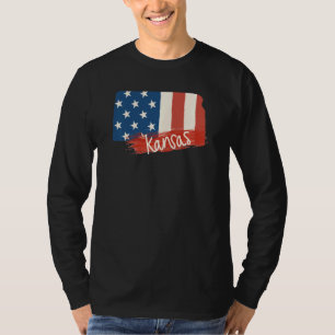 Ks Kansas Cute for her State Outline Abbrebas T-shirt