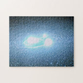 Ksmische heldere witte bollen die draaien in het u legpuzzel (Horizontaal)