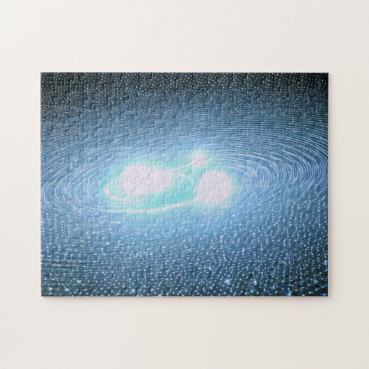 Ksmische heldere witte bollen die draaien in het u legpuzzel (Horizontaal)