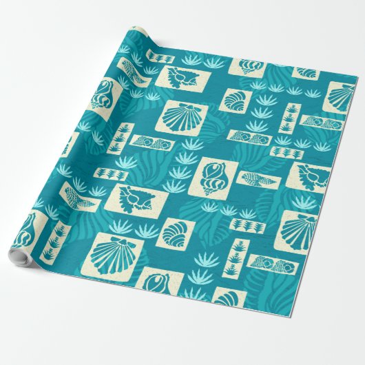 Kua Bay Hawaiian Undersea Shells Cadeaupapier (Uitgerold)