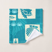 Kua Bay Hawaiian Undersea Shells Coordonner Turquo (Gant de toilette)