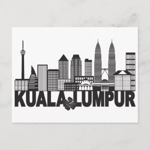 Kuala Lumpur City Skyline Text Black and White Ill Briefkaart