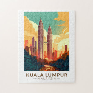 Kuala Lumpur Malaysia Travel Art Vintage Legpuzzel