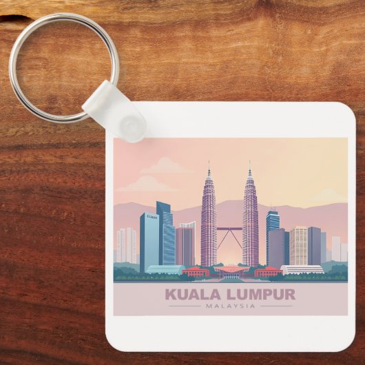 Kuala Lumpur Maleisië Pastelreizen Sleutelhanger (Voorkant)