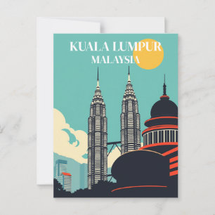 Kuala Lumpur Maleisië Retro Cityscape Briefkaart