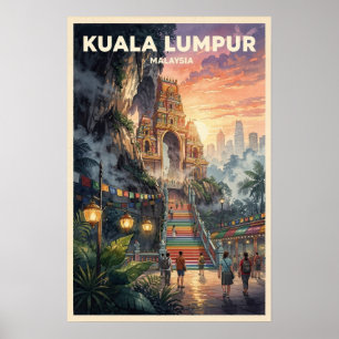 Kuala Lumpur Maleisië Vintage Reizen Poster