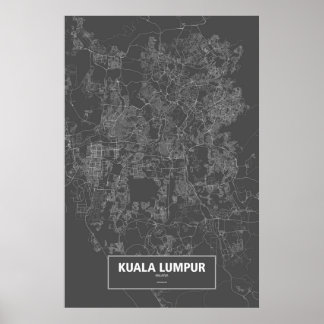 Kuala Lumpur, Maleisië (wit op zwart) Poster