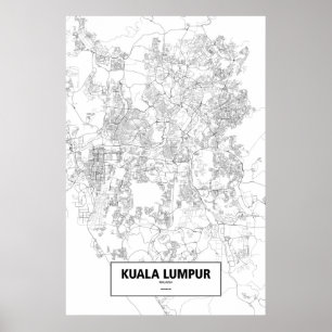 Kuala Lumpur, Maleisië (zwart op wit) Poster