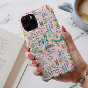 Kuala Lumpur roze illustratieve reisplattegrond iPhone 11 Hoesje