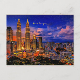 Kuala Lumpur skyline 's nachts Briefkaart