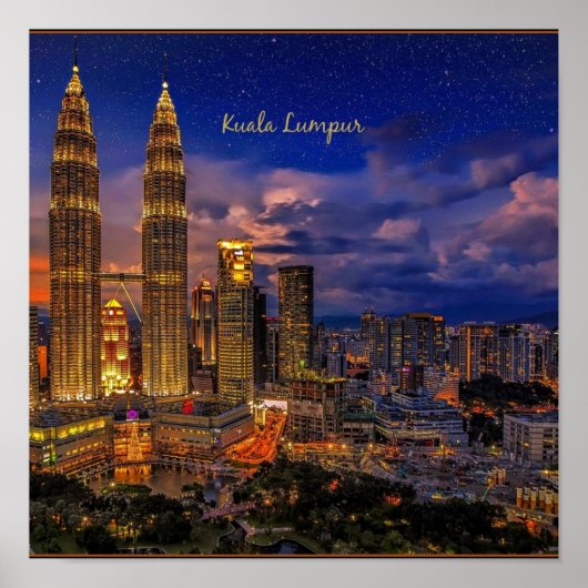 Kuala Lumpur skyline 's nachts Poster (Voorkant)