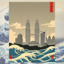 Kuala Lumpur Vintage Japan Wave Style Skyline
