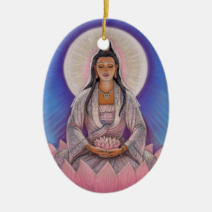 Kuan Yin Oval kerstversiering Keramisch Ornament