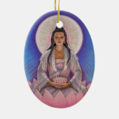 Kuan Yin Oval kerstversiering Keramisch Ornament (Achterkant)