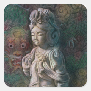 Kuan Yin's Dragon Art Vierkante Sticker