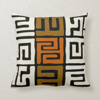 Kuba Cloth Geïnspireerde Earth Colors Geometric Kussen