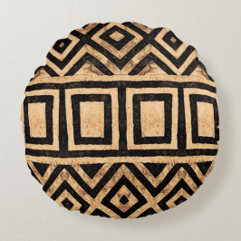 Kuba Cloth Pattern Round Pillow Rond Kussen