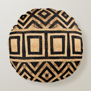 Kuba Cloth Pattern Round Pillow Rond Kussen
