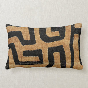 Kuba Cloth Pillow, 8/18 Lumbar Darker Kussen