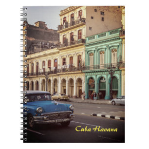 Kuba Havana Antieke Klassieke Auto Stadsgezicht Notitieboek