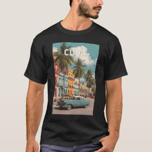 Kuba Illustratie Reis Kunst Vintage T-shirt