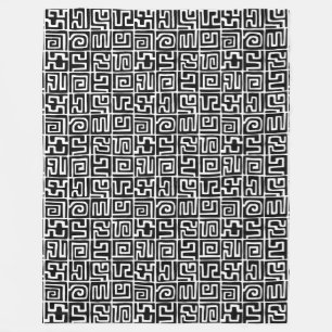 Kuba Style Pattern 071019 - Zwart-wit Fleece Deken