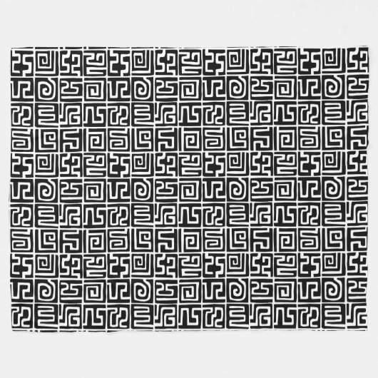 Kuba Style Pattern 071019 - Zwart-wit Fleece Deken (Voorkant (Horizontaal))