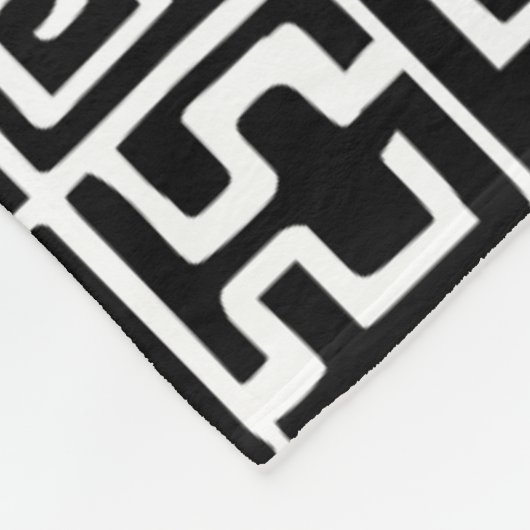 Kuba Style Pattern 071019 - Zwart-wit Fleece Deken (Hoek)