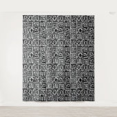 Kuba Style Pattern 071019 - Zwart-wit Wandkleed (Voorkant)