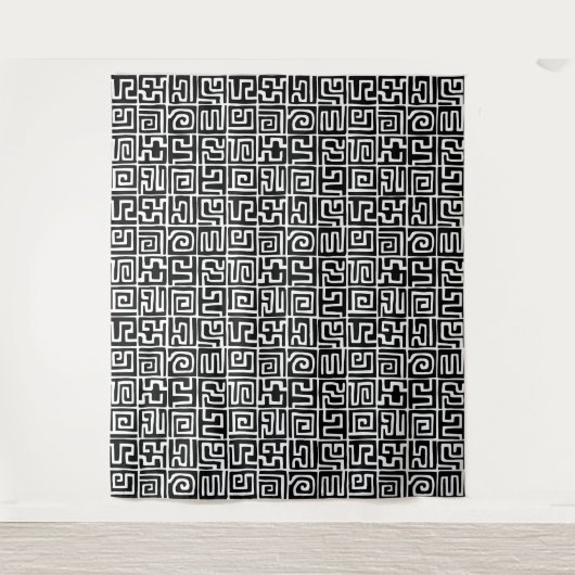 Kuba Style Pattern 071019 - Zwart-wit Wandkleed (Voorkant)